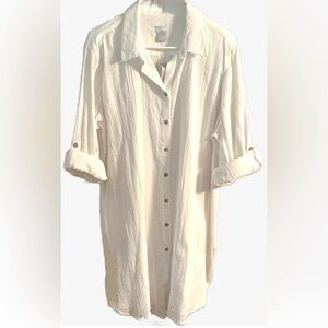 Chico’s NWT 100% Gauze Tunic Shirt‎ Dress | Coastal Grandma, Resort, Breezy Boho
